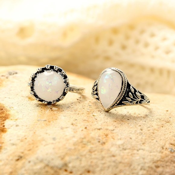 🆒 Diamond Star Moon Ball Joint Ring Set 7 Picese - Picture 8 of 15